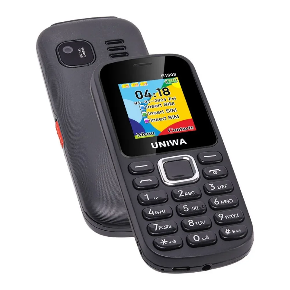 UNIWAE1808 3 SIM Card 3 Standby Feature Phone Wireless radio Flashlight High volume for Elder 2G Keypad Mobile Phone