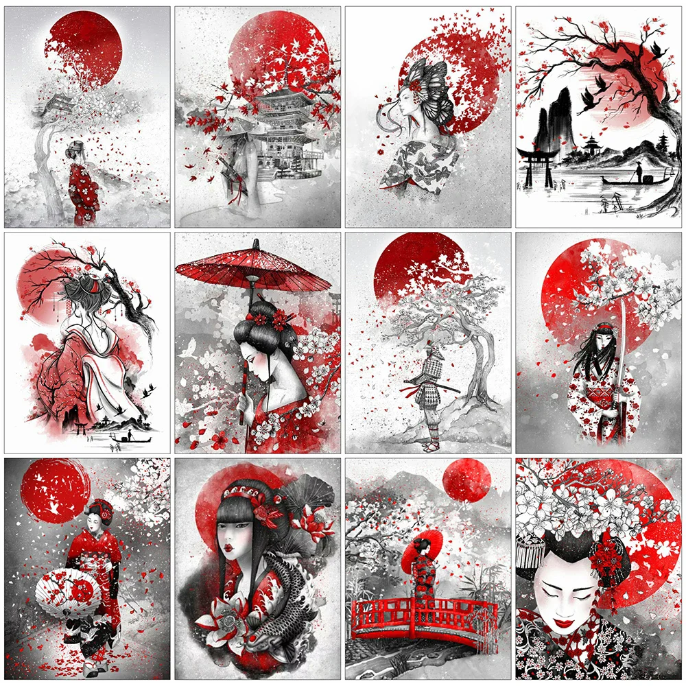 Diamond Painting Japanese Full Square Diamond Embroidery Portrait Mosaic Picture Cross Stitch Art Home Decor