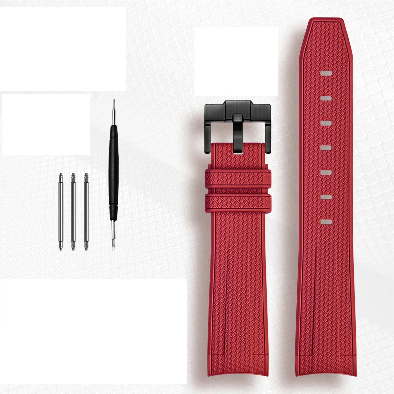 Durable Rubber Waterproof Sports Watch Strap with Curved End - 20mm