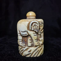 CULTUER ART 2.8” Old Chinese Hand Carved Animal Elephant Snuff Bottles Ornaments Collection desk Decoration gift 1