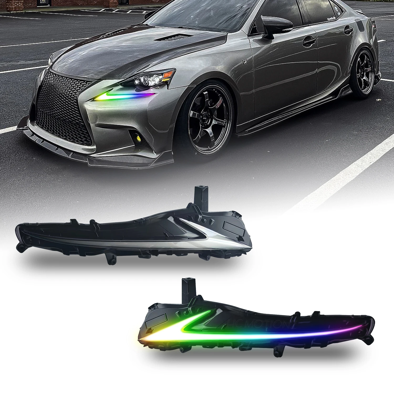

Дневные ходовые огни для автомобиля HCMOTIONZ RGB для Lexus IS250 IS350 F 2013-2016 светодиодный DRL Auto последовательный сигнал поворота новый дизайн