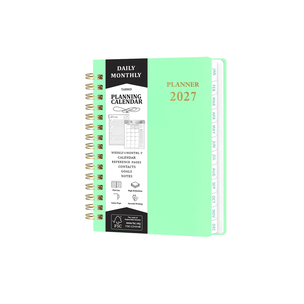 Premium A5 Spiral Planner with Monthly Index Tabs - Weekly & Monthly Organizer Notebook