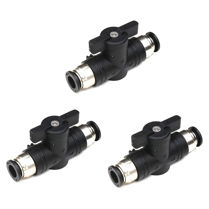 

Push Connect Valve Ball Valve Air Flow Control Valve Quick Connect Valve Tube Fittings 3 Pack Durable Easy Install Easy To Use