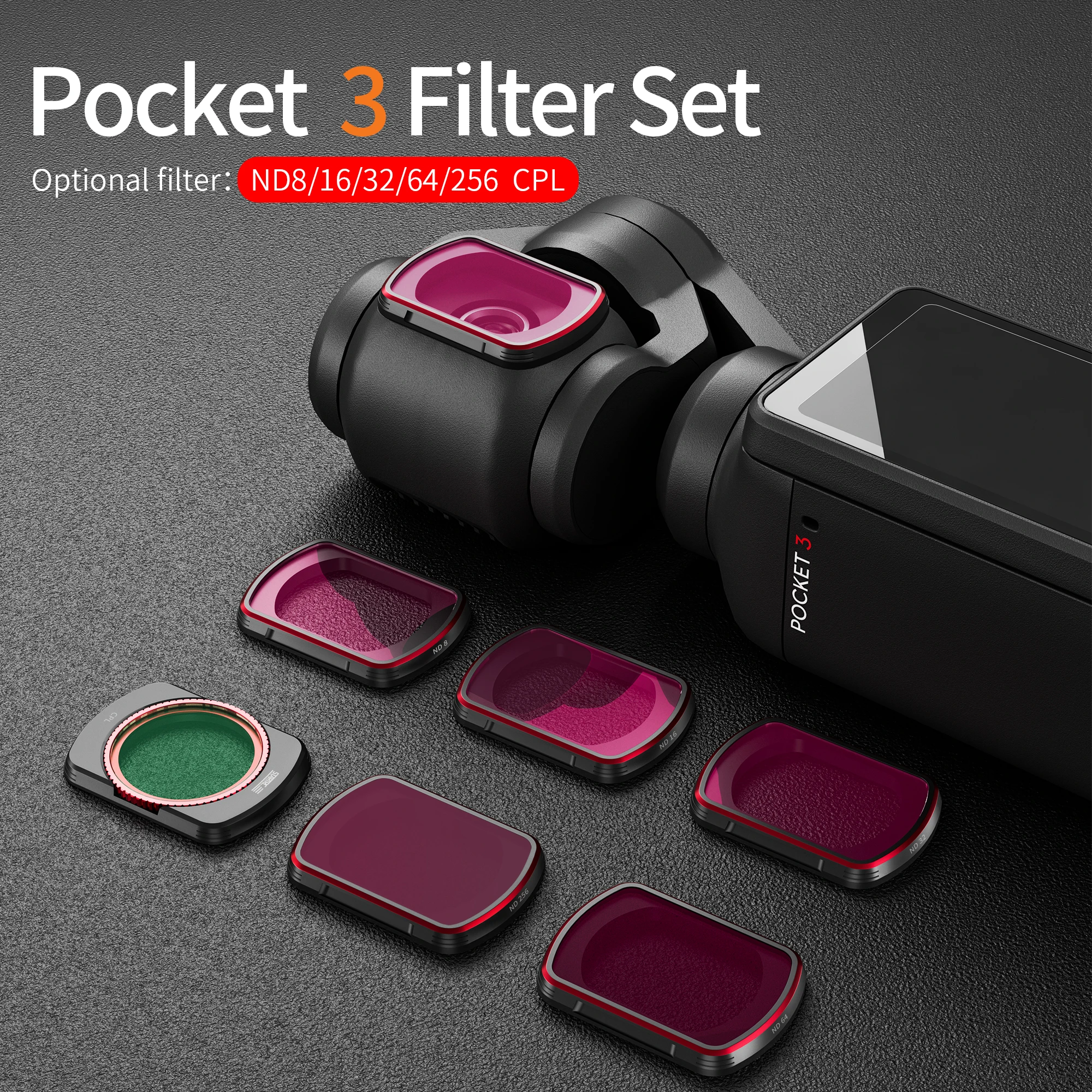 DJI Osmo Action 5 E 4 Pro CPL + ND8 + ND16 + ND32 + ND64 + ND256 Conjunto De Filtro De Câmera Polarizador Circular Densi I.343938336