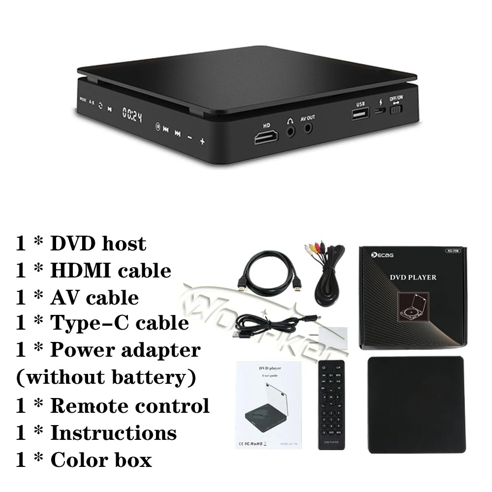 DVD ハイビジョン プレーヤー ホーム TVbox ディスク HDMI AV 接続 USB 入力ヘッドフォン出力タッチ LED ス Woopker DVD  プレーヤー HD プレーヤー HDMI AV 接続 USB 入力付き ヘッドフォン出力 タッチ LED スクリーン HD 1080P Type-C  5V / HD DVD プレーヤー用 USB 接続付き DVD プレーヤー