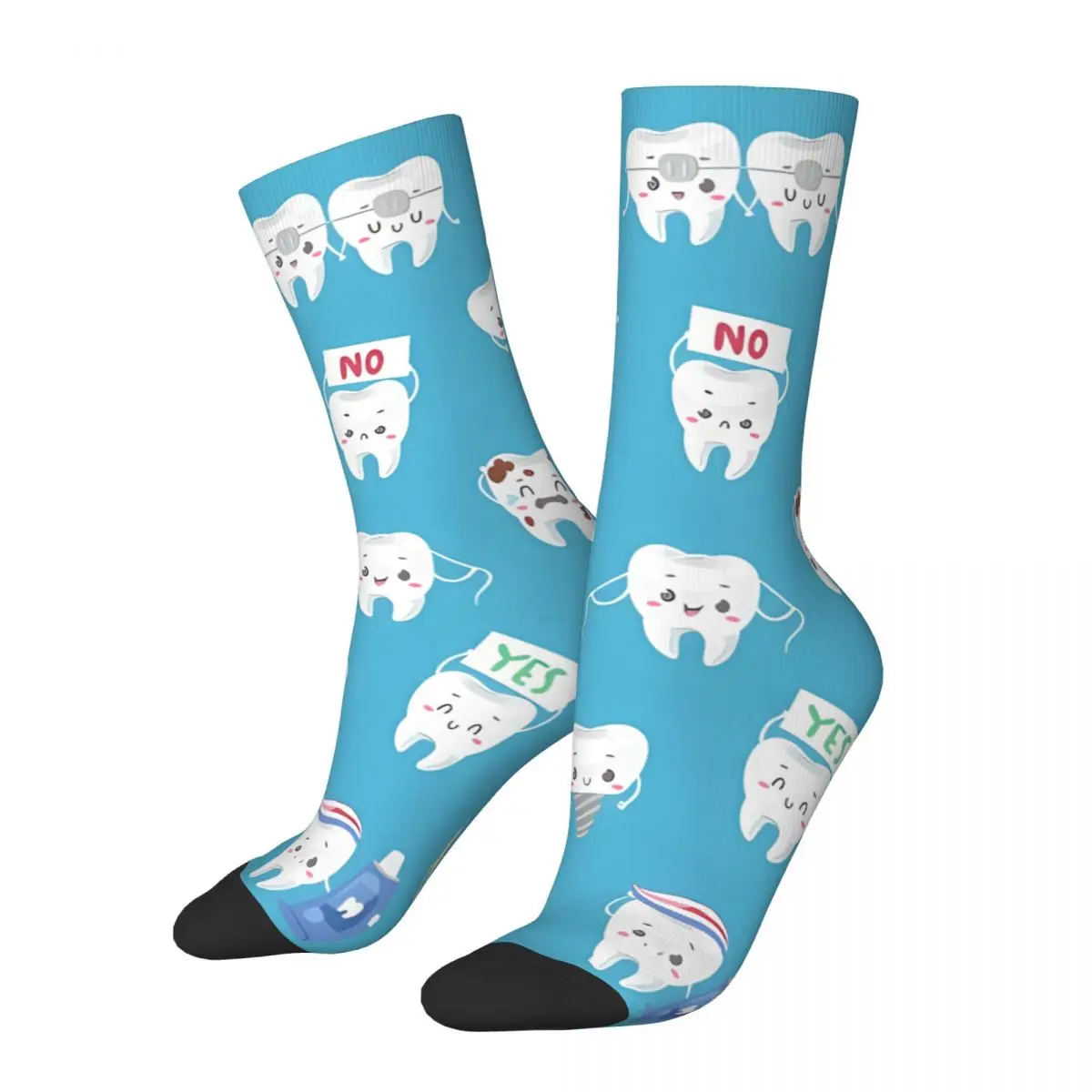 

Yes Or No Cute Teeth Socks Male Mens Women Winter Stockings Hip Hop