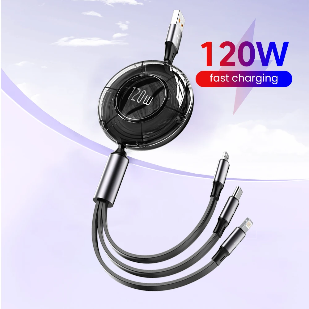 Jual KABEL DATA 120W 3 IN 1 FAST CHARGING KABEL DATA SILIKON 3IN1 1.2M MICRO TYPE-C IPHONE - Foto 5