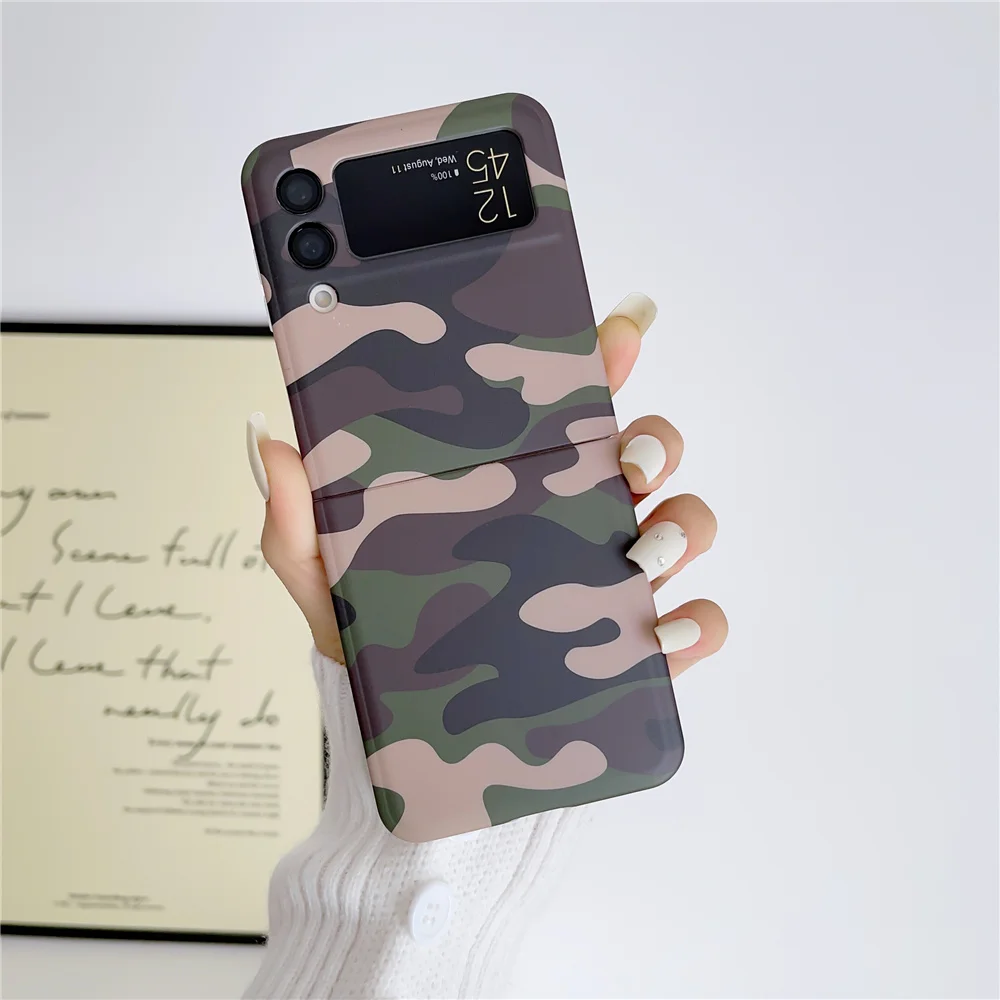 Fashion Camouflage Per Samsung Z Flip 3 4 3 Custodia Antiurto Di Lusso Per Samsung Galaxy Z Flip 4 Z4 Flip4 Flip3 Slim Hard Cover