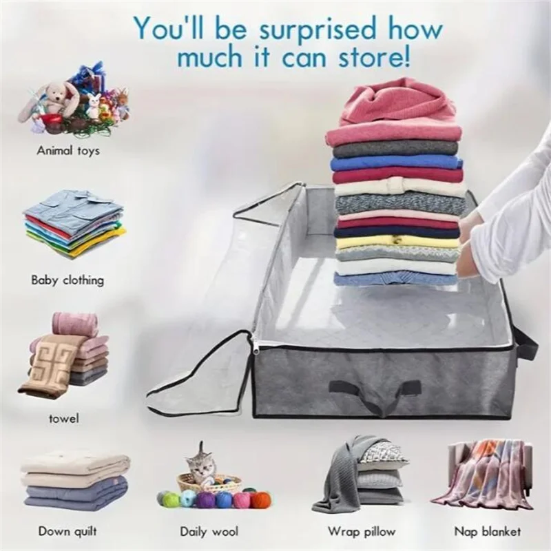 6pcs Clothes Storage Bags 90L Closet Organizer Blanket Storage 3