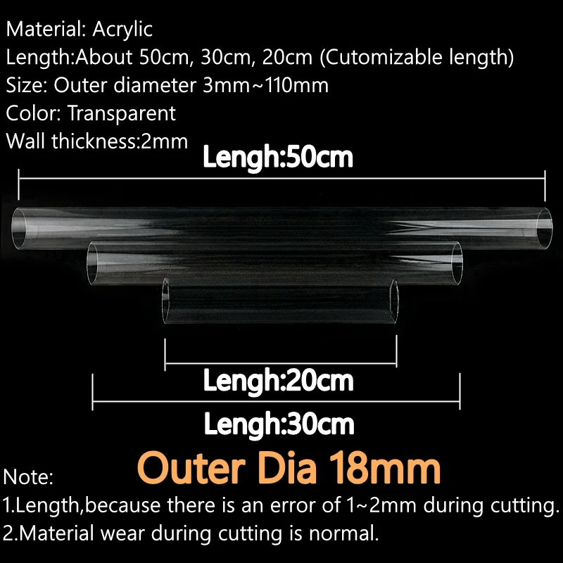 High-Quality Transparent Acrylic Tube - Multi-Purpose Plexiglass Pipe, Various Lengths