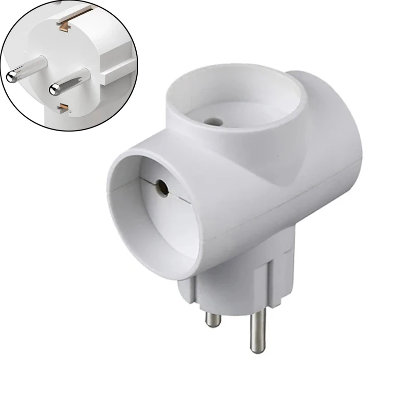 European Schuko Socket Adapter with Switch - 2-Way/3-Way Wall Extension, 16A Type E