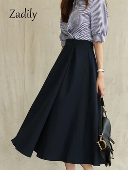 2024 autunno Office Lady vita alta tinta unita gonna OL stile coreano a-line gonna donna lavoro gonne da donna 1