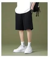 Solid Color Versatile Men Thin Style Simple Summer Elastic Waist Slimming Sports and Casual 5-point Pants