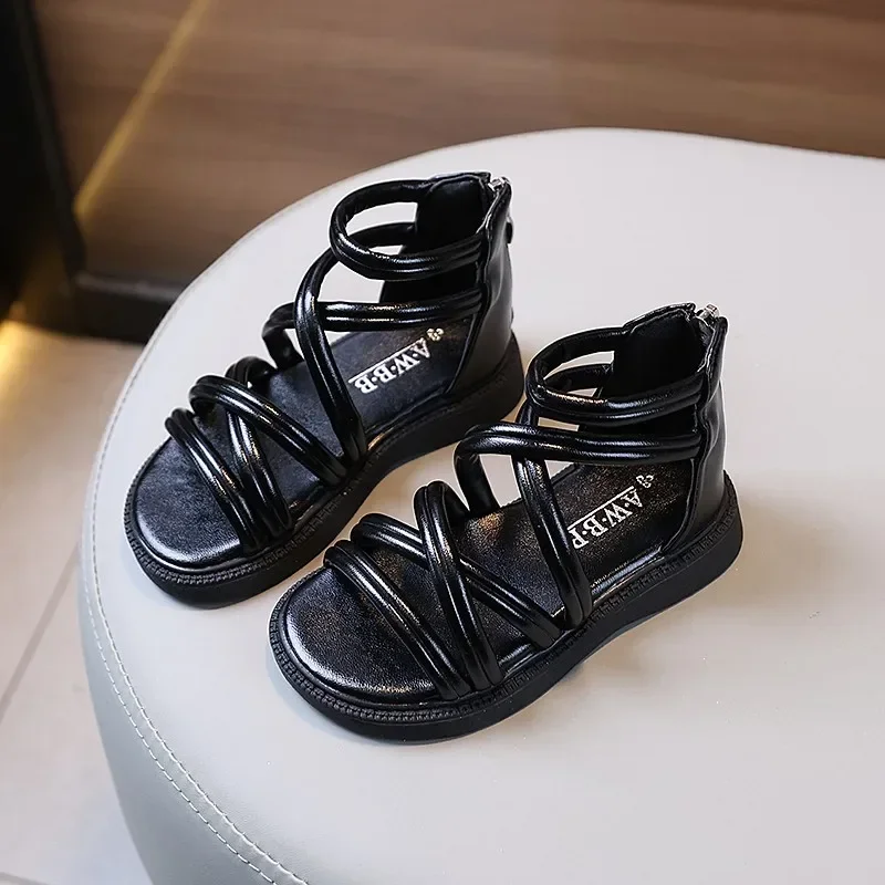 Girls Soft Roman Sandals Back Zipper Summer Shoes