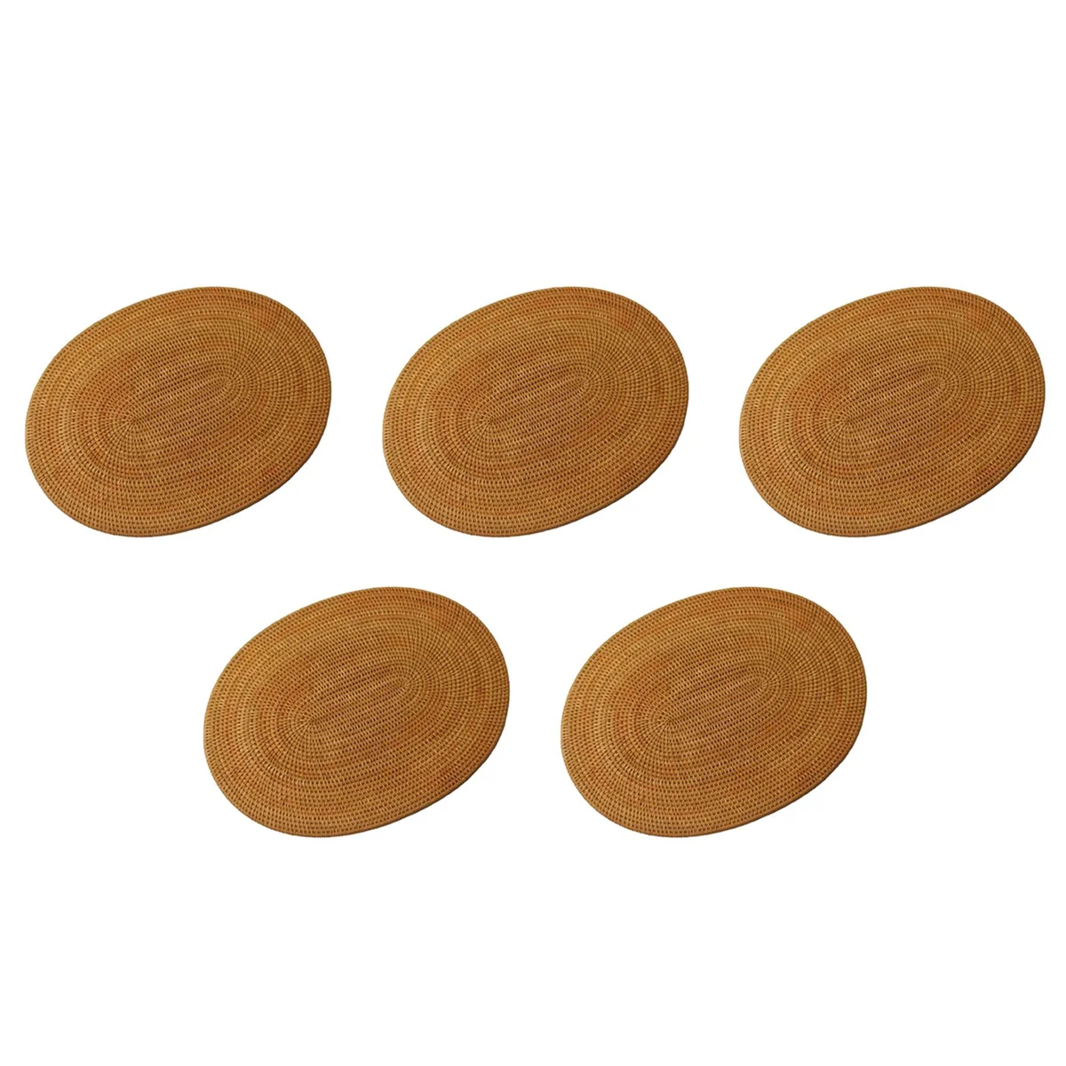 

5X Rattan Woven Placemats Oval Round Table Mats Non Heat Resistant Place Mat Natural Multipurpose Placemat 30X40cm