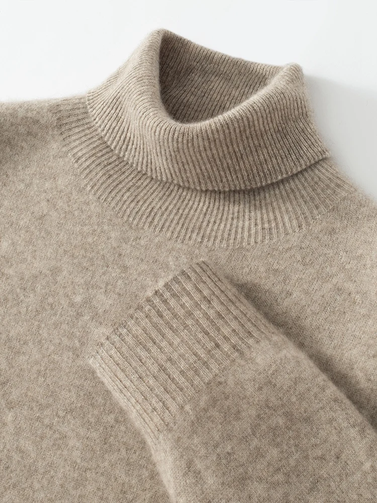 Yoyoselect  Luxury Men Cashmere Sweater Autumn Winter Quality Turtleneck Smart Casual Pullover 100% Cashmere Knitwear Soft Tops 5
