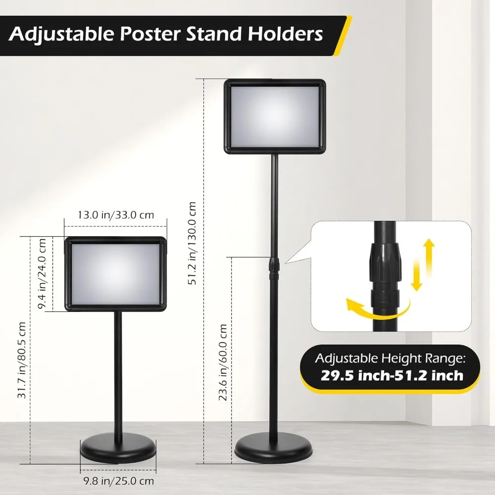 dyna-living sign stands for display 8.5 x 11 inch, 8 packs adjustable sign holder stands, pedestal sign holder with heavy duty b