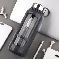 1 - Liter Durable Glass Water Bottle with Anti - Scalding Design for Gym and Outdoor Activities (Light Grey)