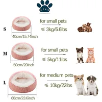 Lit pour animaux de compagnie 2 en 1 en peluche douce 50CM avec housse lit rond pour chat matelas pour chiot chaud chat chien nid de couchage grotte pour petits chiens tapis 6