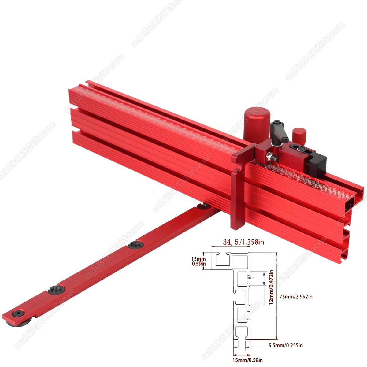 

Red Miter Gauge And 400MM Fence With Track Stop Sawing Assembly Angle Ruler for Table Saw Router Woodworking Bench Tools DIY New