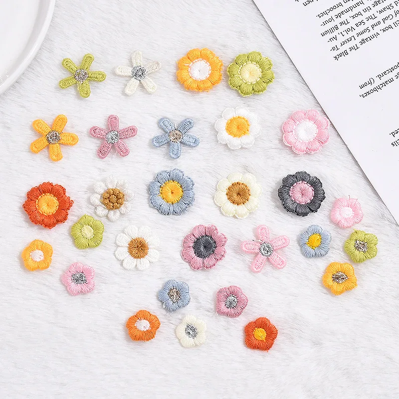 30PCS/Lot Woolen Sunflower Artificial Flower Paper Head DIY Flower Patch Knitted Shoes Hat Hair Ornament Accessories