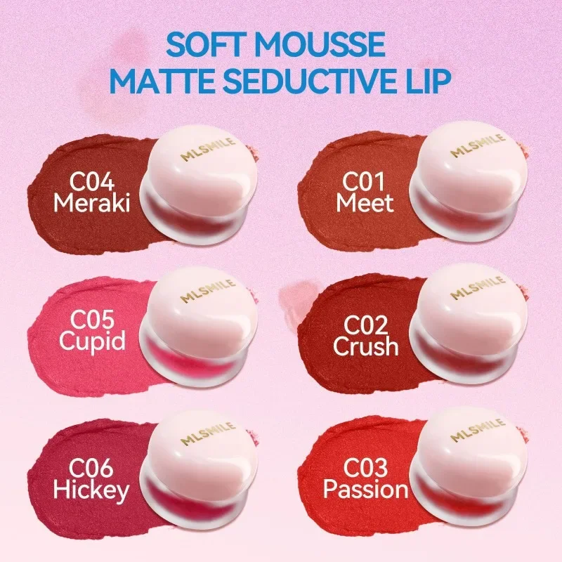 Jelly Lip Cheek Mud Matte Velvet Lip and Cheek Dual-use Blush Cream Lasting Waterproof Red Tint Lipsticks Rouge Blusher Makeup