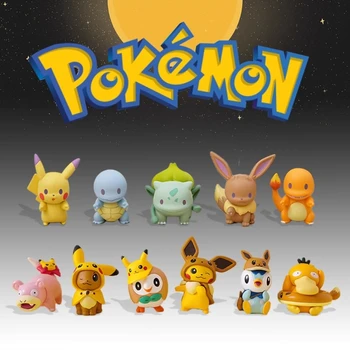 bandai original Pokemon Capsule Toys Pikachu Eevee Q Figures PVC Collect Ornaments 2