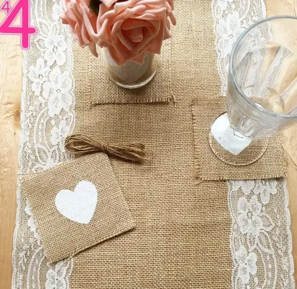 

50pcs Natural Jute Burlap Cultery Pocket Rustic Wedding Centerpieces Wedding Table Decoration Mariage Vintage Shabby Chic