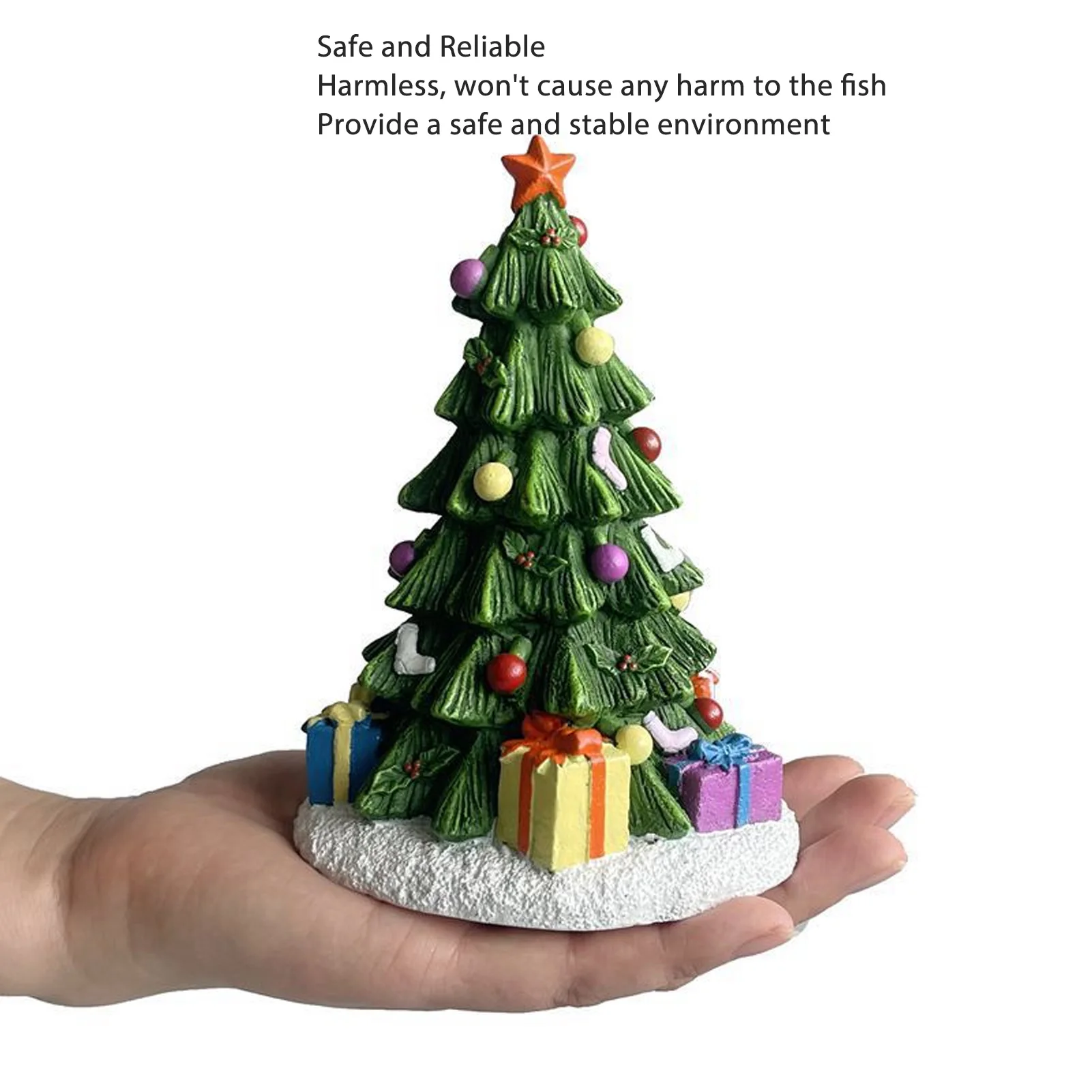 ZK30 Christmas Fish Tank Ornament Exquisite Beautiful Resin Aquarium Craft Decoration for Home Christmas Tree