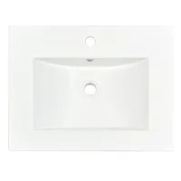 [Sink Only]24 Inch Modern Bathroom Vanity Modern White Bathroom Sink Rectangle Above Counter Porcelain Ceramic Vessel Vanity 1