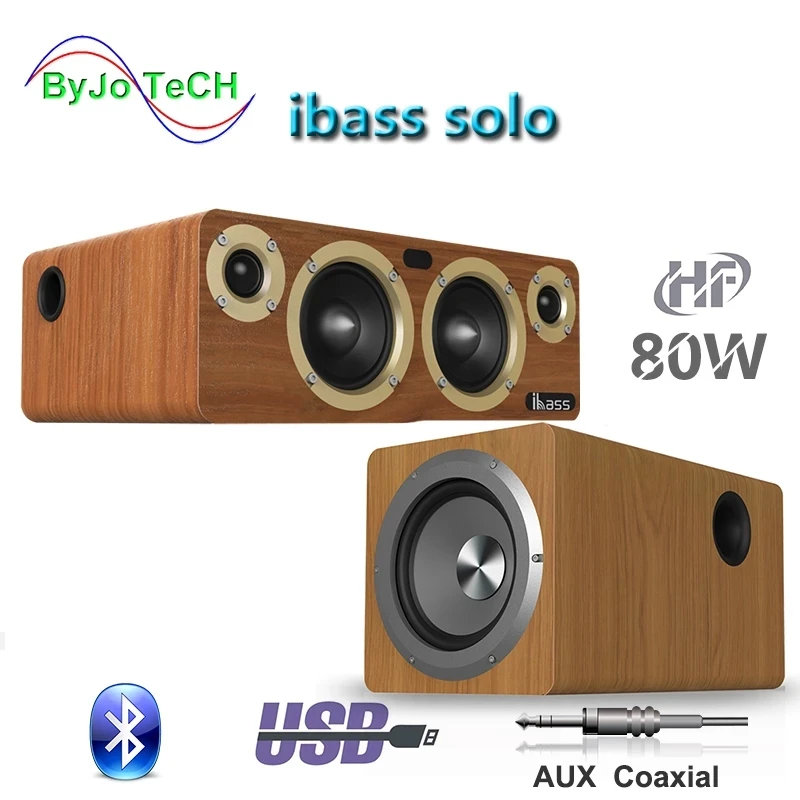 

80W Wooden Soundbar Home Bluetooth Speaker High Power Computer Subwoofer Audio Amplifier Stereo Boombox Powerful Treble Soundbox