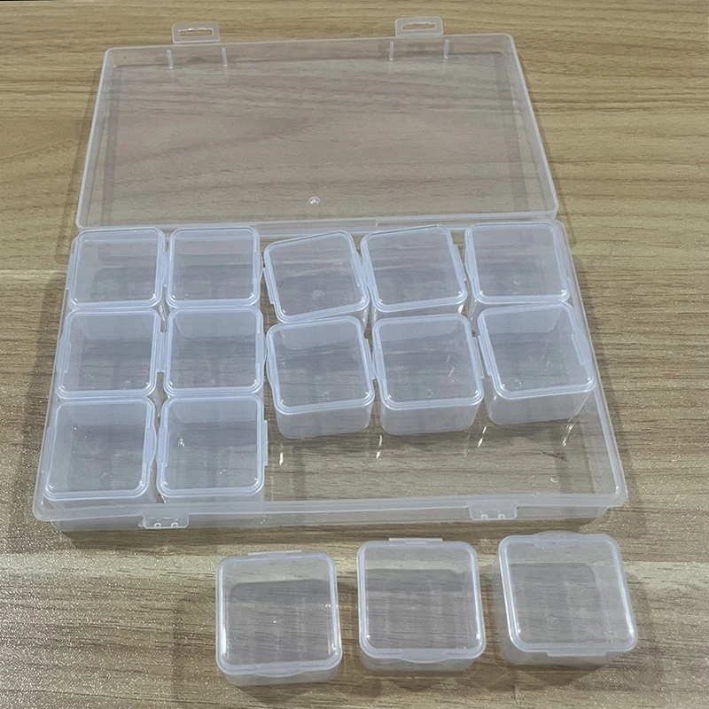1 set of 15 independent transparent plastic storage boxes used for DIY diamond painting bead and jewelry storage multifunctio storage box diamond painting storage box