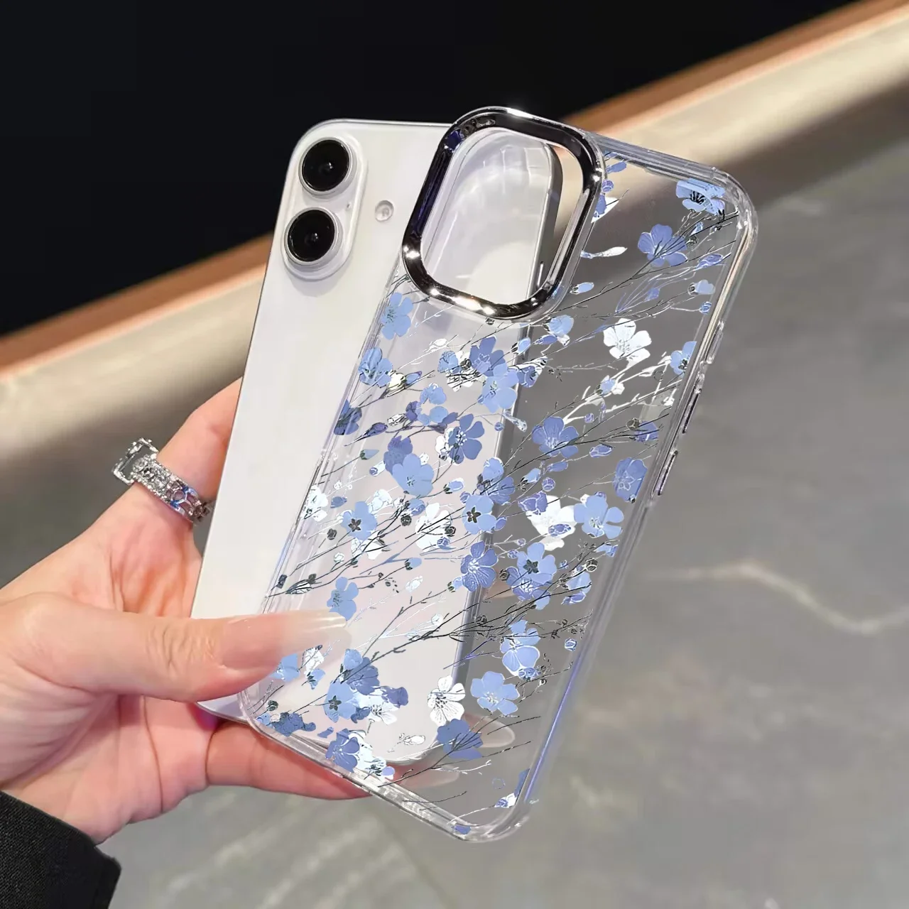 Elegant Cherry Lichee Flower Phone Case with Bow Design - Cute Plating Metal Lens, Clear and Soft