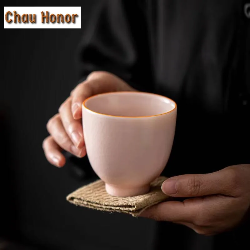180ml Boutique Jade Grease Ru Porcelain Gaosheng Cup Handmade Household Chinese Kungfu Teaset Tea Ceremony Drinkware Accessories