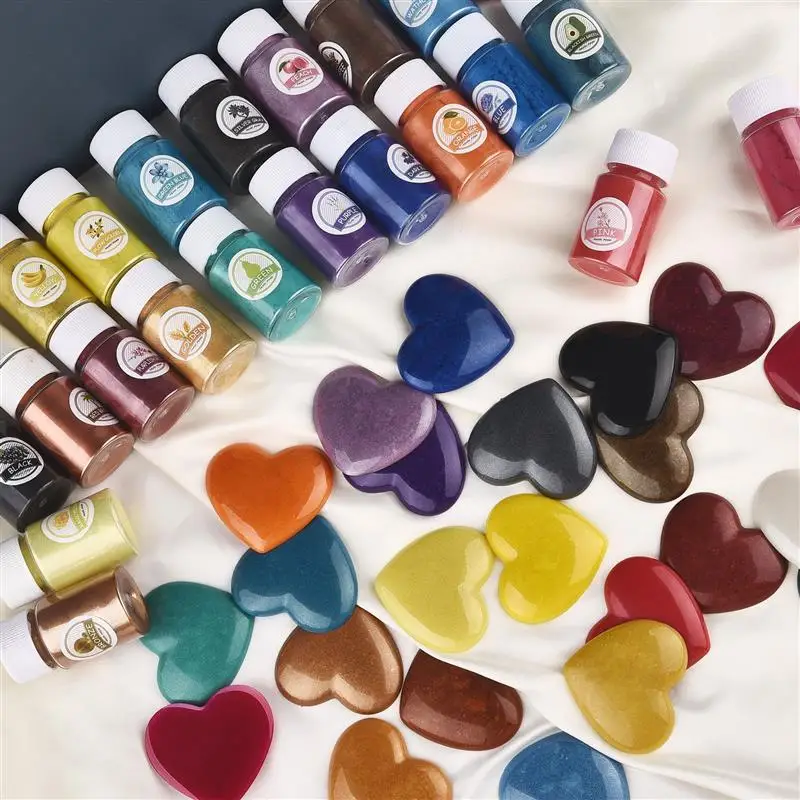 Mica Powder 24 Color 20ml Pearlescent Epoxy Resin Dye Pearl Pigment DIY Handmade Candle Crafts Material For Jewelry Making mica powder pigment,epoxy resin pigment,candle dyes pigment,pearl powder,pearlescent powder pigment,pearl powder pigment,mica powder