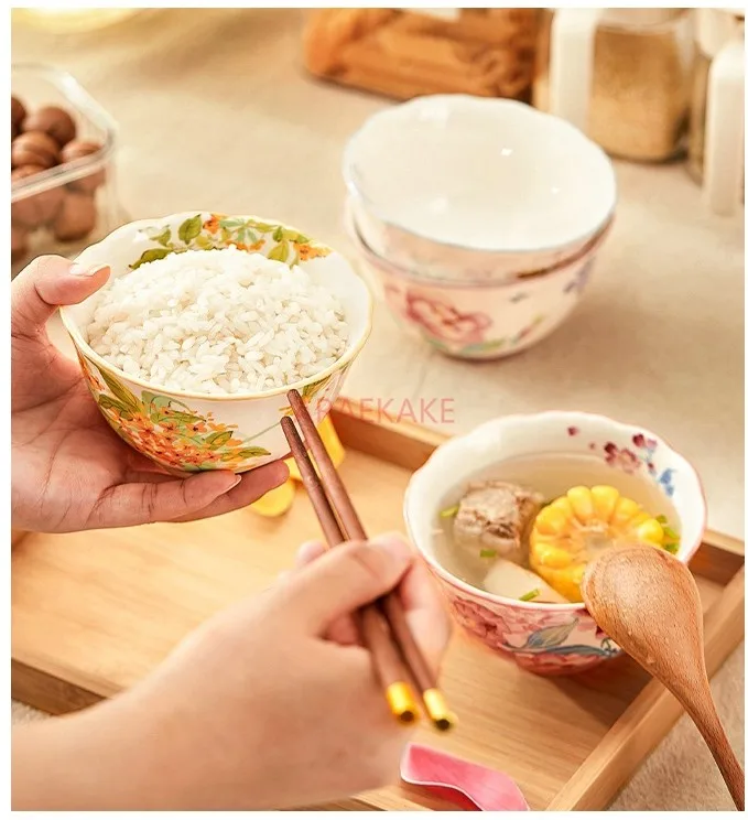 Chinese style household ceramic rice bowls, high-end tableware, rice bowls, and beautiful small bowls
