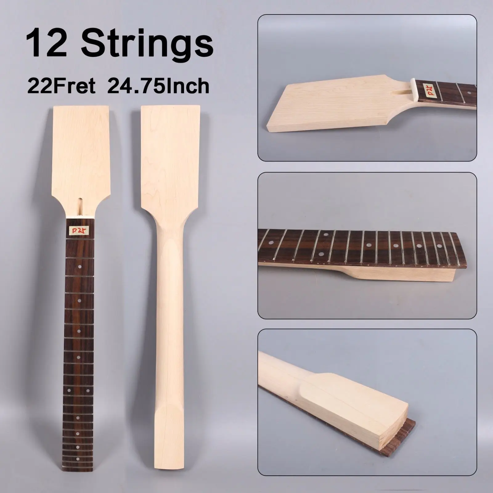 

1X 12string Electric Guitar Neck Maple 22fret 24.75 inch Rosewood Fretboard Paddle head #D2