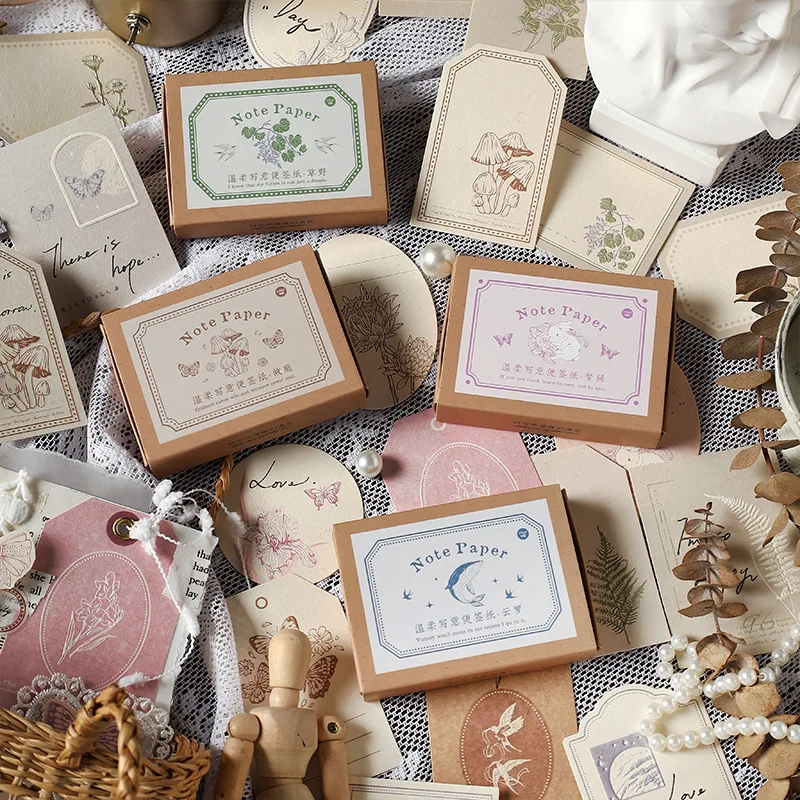 

30pcs Vintage Plant Frame Notes Paper Collage Scrapbooking Journal Material Paper Card Making DIY Retro Tag Labels Creative Memo