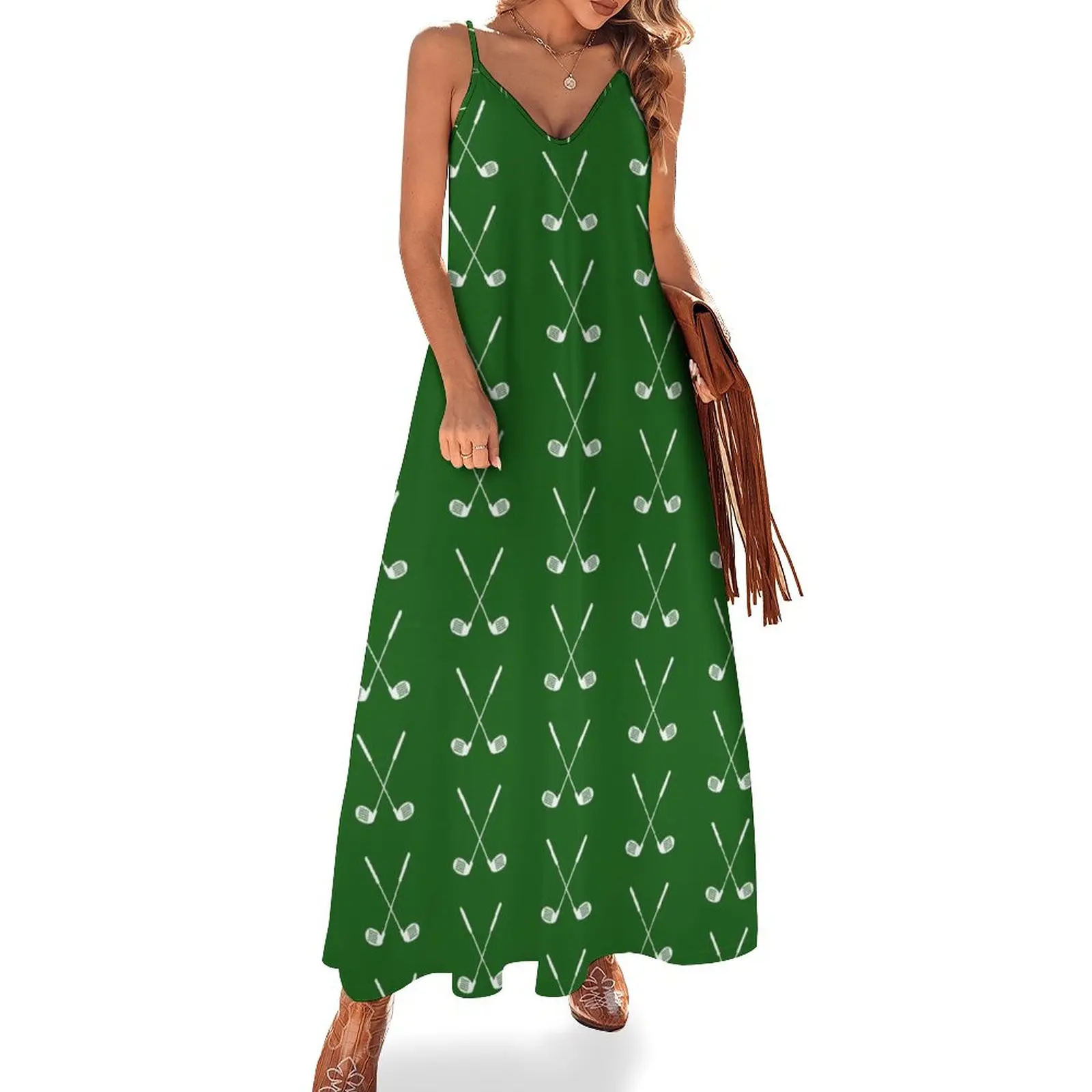 

Crossed Golf Clubs Pattern Sleeveless Dress summer dress Clothing female