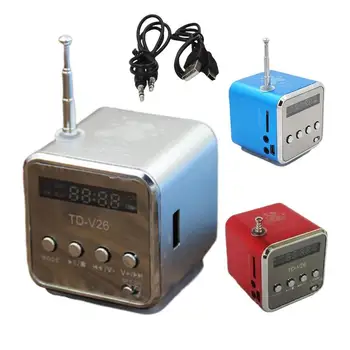 포켓 FM 라디오 TDV26 무선 BT 스피커 디지털 디스플레이, MP3, TF 플레이어, 3.5mm 인터페이스 내장 배터리 호환