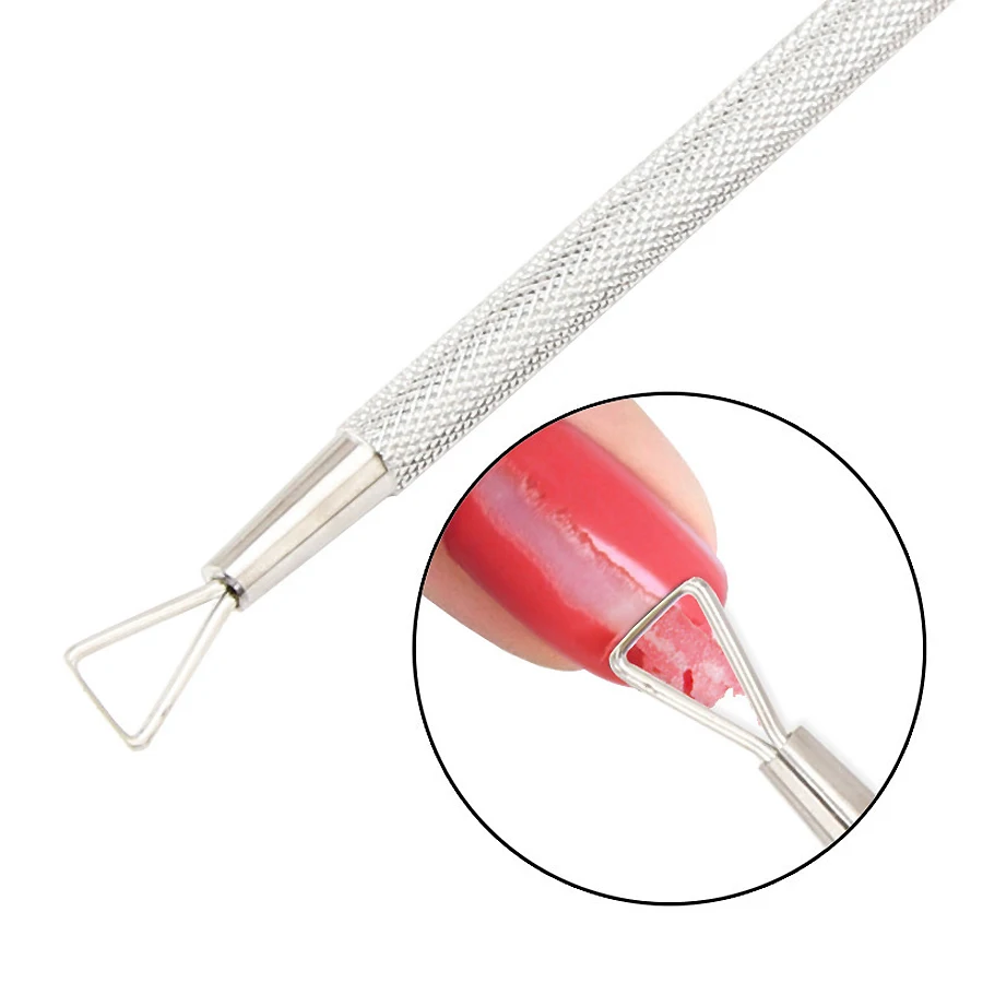 Nail Art Polish UV Gel Remover Stick Rod, Stainless Steel, Triangle, Dead Skin, Cuticle Pusher, Cleaner, Grinding Manicure Tools 4