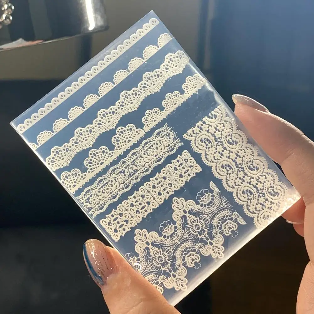1개 3D 레이스 꽃 실리콘 네일 아트 몰드 빈티지 프렌치 레이스 네일 조각 템플릿 DIY 데코레이션 매니큐어 스텐실 도구