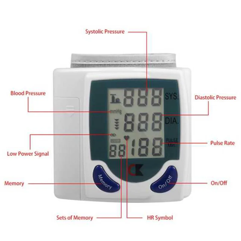 Automatic Digital arm Wrist Blood Pressure Monitor bracelet meter device Heart Beat machine automatic sphygmomanometer manual