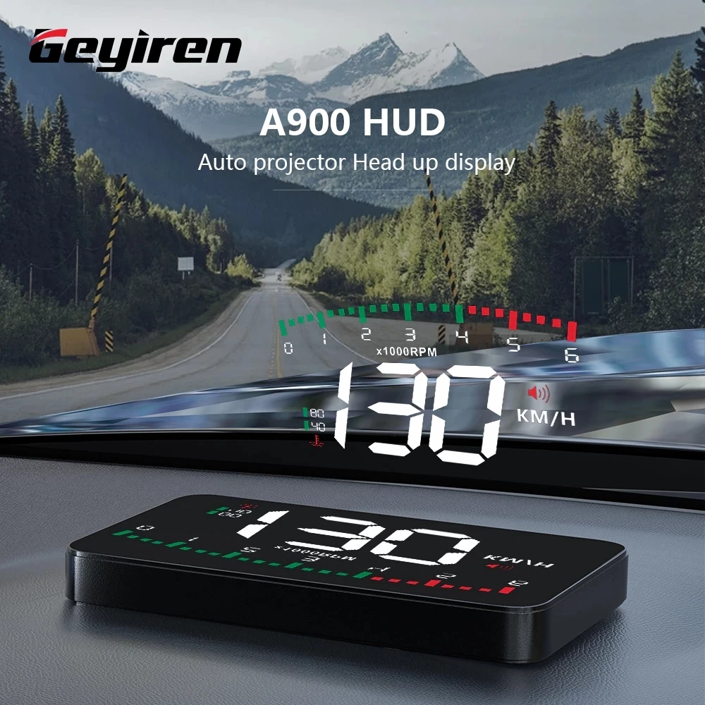 Auto Hud Display Car Projector Alarm EOBD OBD2 Head Up Display Speedometer Windshield Electronic Accessories GEYIREN A900 head up display