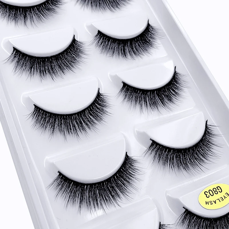 Faux-cils en vison 3D, naturels, épais, fins, fins, maquillage, extensions de beauté, Cilios E08 h13, vente en gros, 2/20/50 boîtes 42