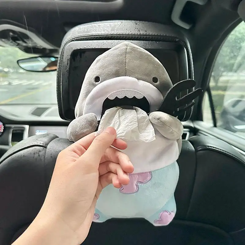 

Car Tissue Box Creative Shark Shape Short Plush Tissue Box Holder Cute Animal Cartoon Decoration Paper Box Car Accessories