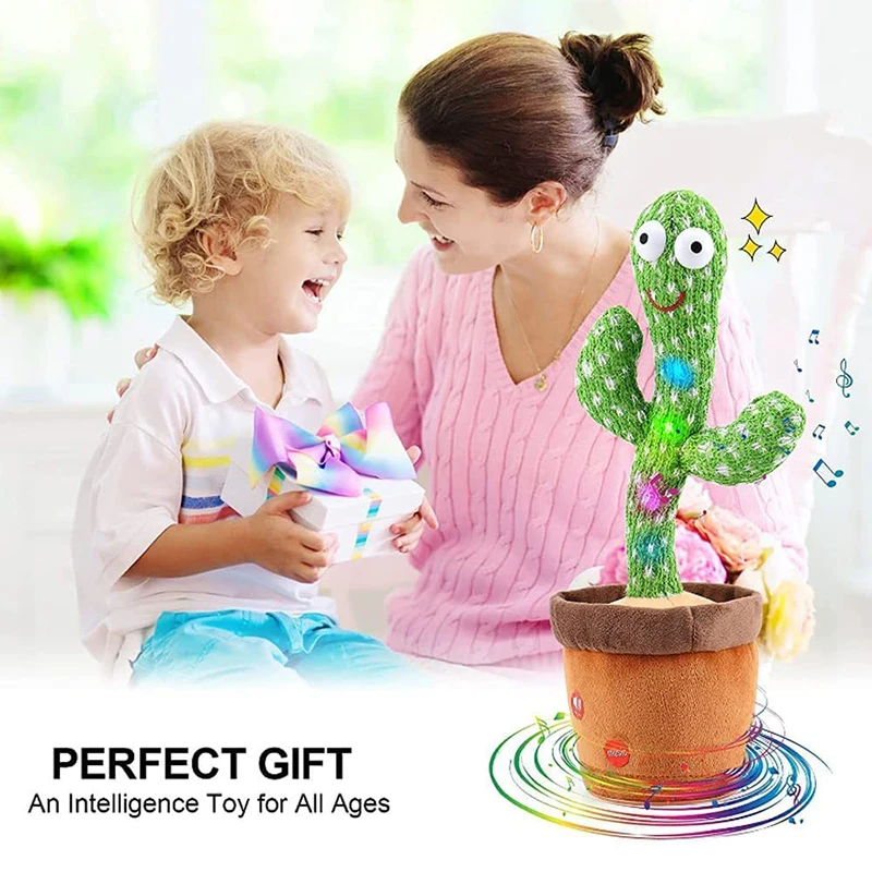 Bluetooth Dancing Cactus Repeat What You Said Usb Charging Voice Record Toy Speaker Talking Plushie Stuffed Toys for Kids Gift