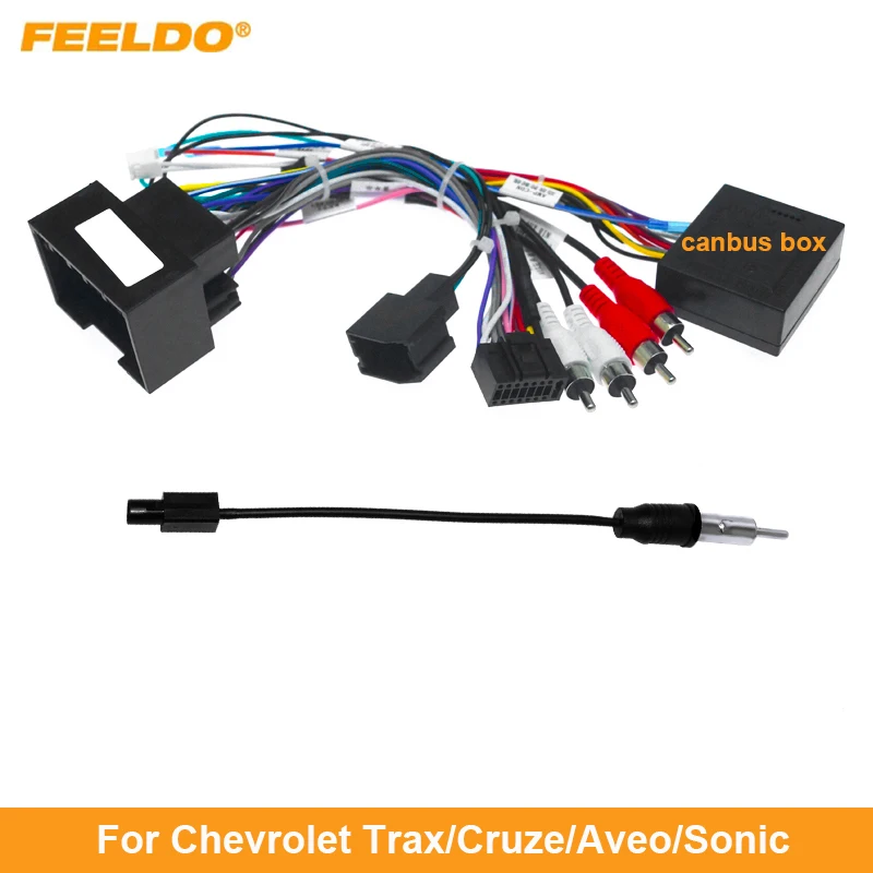 

FEELDO Car Media Radio Player 16Pin Android Wire Harness With Canbus Box For Chevrolet Trax Cruze Aveo Buick Regal Power Cable