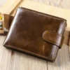 Top Hasp Leather  Mens Wallet with Coin Pocket First Layer Cowhide Leather 1