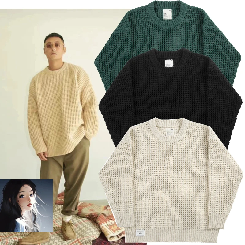 MADNESS Heavyweight Thick Thread Knitt Woolen Sweater Men Women Autumn Winter Loose Waffle Sweater MDNS Sweatshirts Pullovers